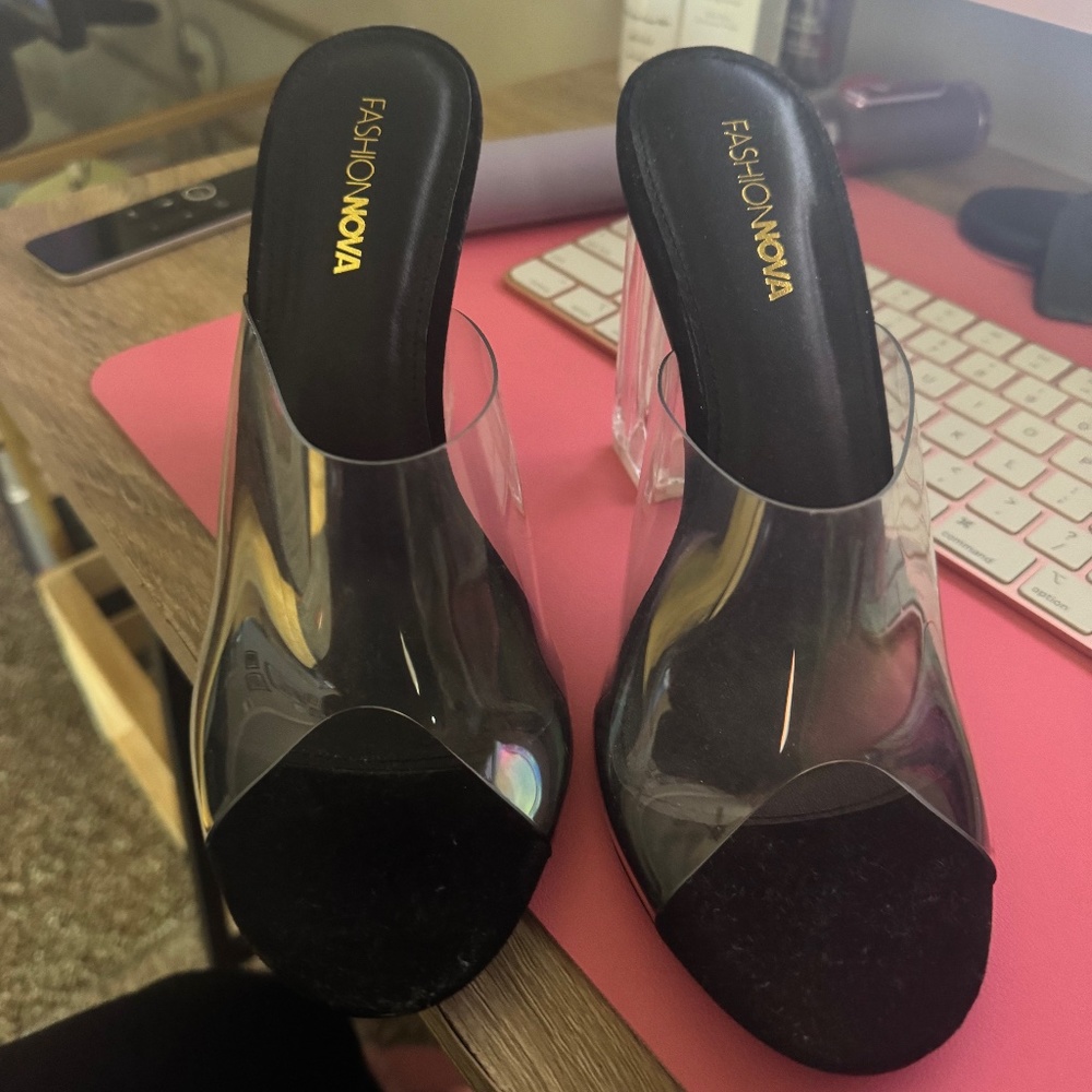 Fashion Nova Clear Black Heels